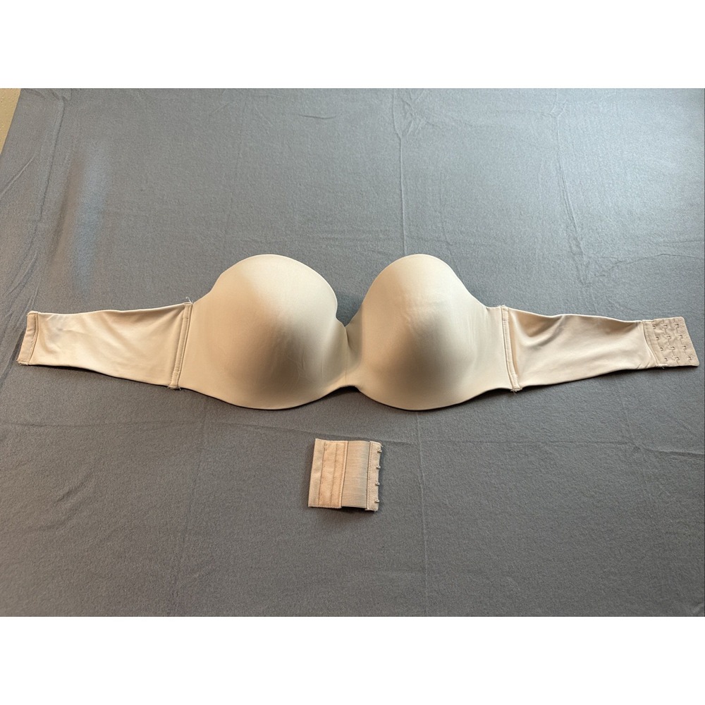 Maiden Form Strapless Bra Sz 40D Includes Bra Extender Beige